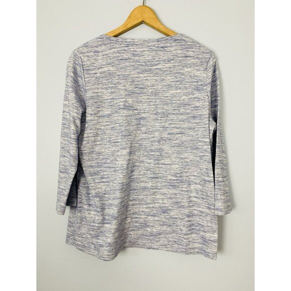 Kim Rogers Perfectly Soft Tee Womens Med 3/4 Sleeve Crew Blue V Neck Space Dyed - Picture 2 of 6